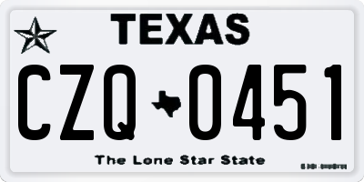 TX license plate CZQ0451