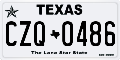 TX license plate CZQ0486