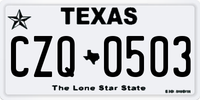 TX license plate CZQ0503