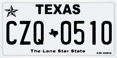 TX license plate CZQ0510