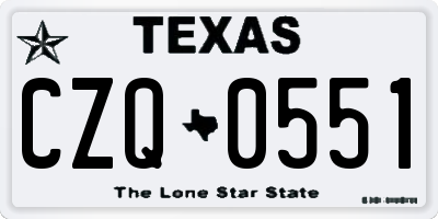 TX license plate CZQ0551
