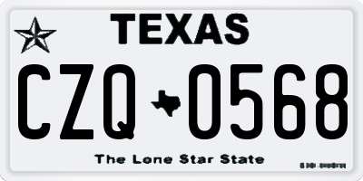 TX license plate CZQ0568
