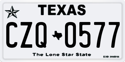 TX license plate CZQ0577
