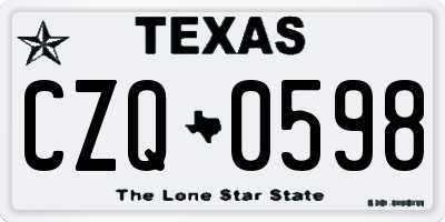 TX license plate CZQ0598