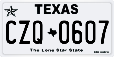 TX license plate CZQ0607
