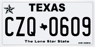 TX license plate CZQ0609
