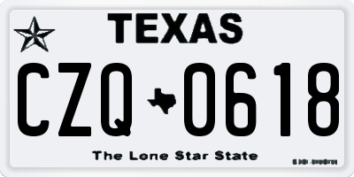 TX license plate CZQ0618