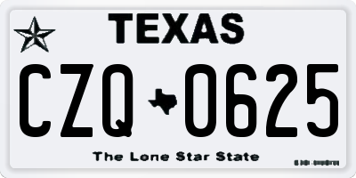 TX license plate CZQ0625