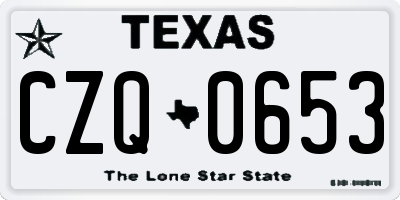 TX license plate CZQ0653