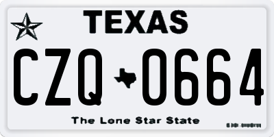 TX license plate CZQ0664