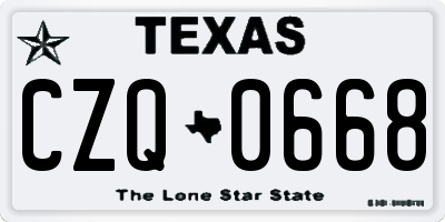 TX license plate CZQ0668