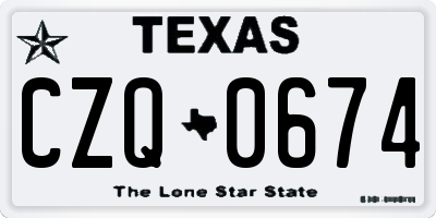 TX license plate CZQ0674
