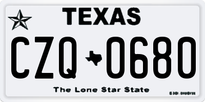 TX license plate CZQ0680