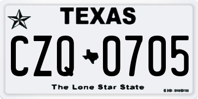 TX license plate CZQ0705