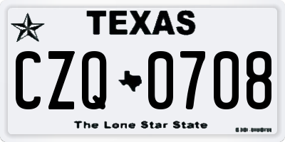 TX license plate CZQ0708