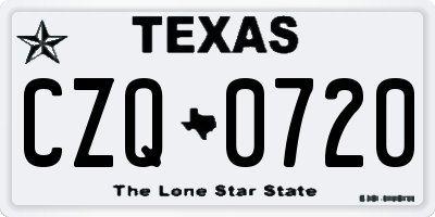 TX license plate CZQ0720