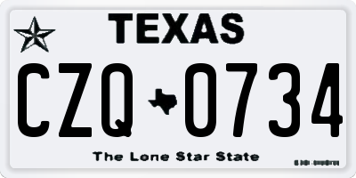 TX license plate CZQ0734