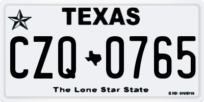 TX license plate CZQ0765