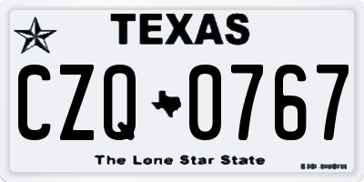 TX license plate CZQ0767