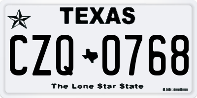 TX license plate CZQ0768
