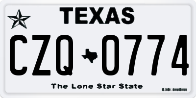 TX license plate CZQ0774