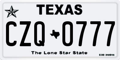 TX license plate CZQ0777