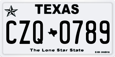 TX license plate CZQ0789
