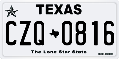 TX license plate CZQ0816