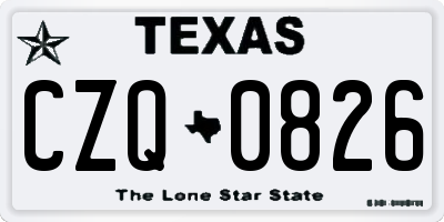 TX license plate CZQ0826