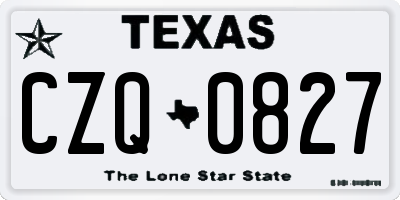 TX license plate CZQ0827