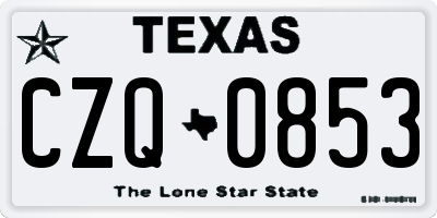 TX license plate CZQ0853