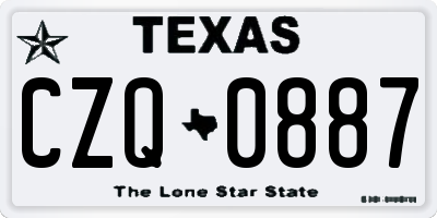 TX license plate CZQ0887
