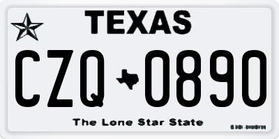 TX license plate CZQ0890