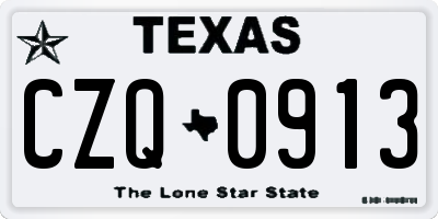 TX license plate CZQ0913