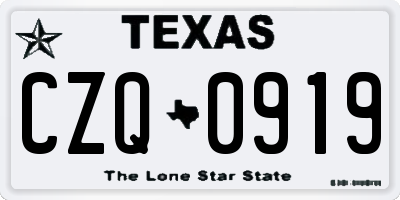 TX license plate CZQ0919