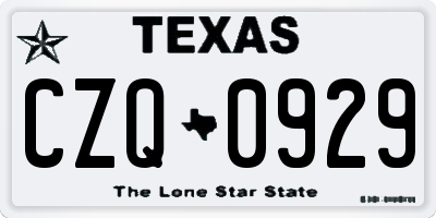 TX license plate CZQ0929