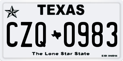 TX license plate CZQ0983