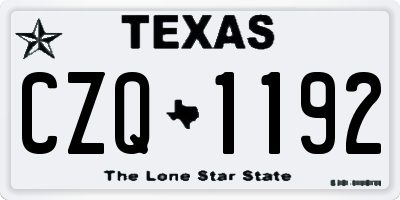 TX license plate CZQ1192