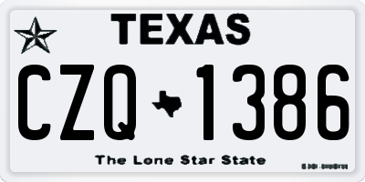 TX license plate CZQ1386