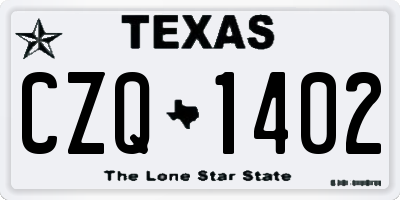 TX license plate CZQ1402