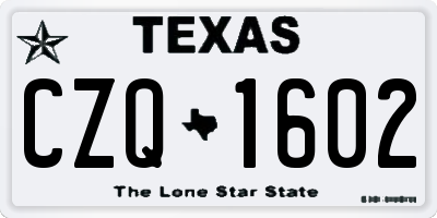 TX license plate CZQ1602