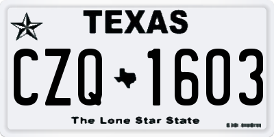 TX license plate CZQ1603