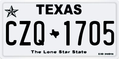 TX license plate CZQ1705