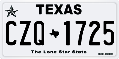 TX license plate CZQ1725