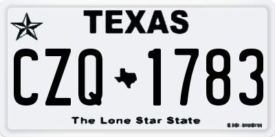 TX license plate CZQ1783
