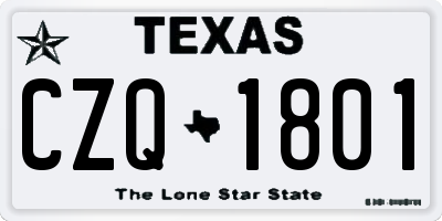 TX license plate CZQ1801