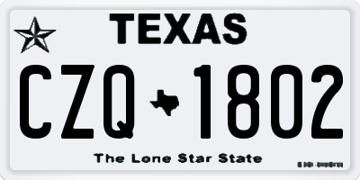 TX license plate CZQ1802