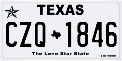 TX license plate CZQ1846