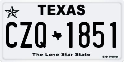 TX license plate CZQ1851