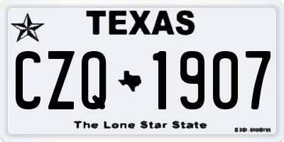 TX license plate CZQ1907